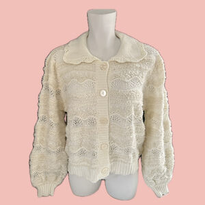 Farm Rio Mixed Stitches Off-White Knit Cardigan NWT – Textured Knit, Soft Feel